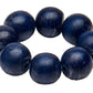 The Deborah Rhodes Cocoa Wood Bracelet Napkin Ring Set features eight round, dark blue wooden beads in a closed circle—an elegant accent for stylish table settings.