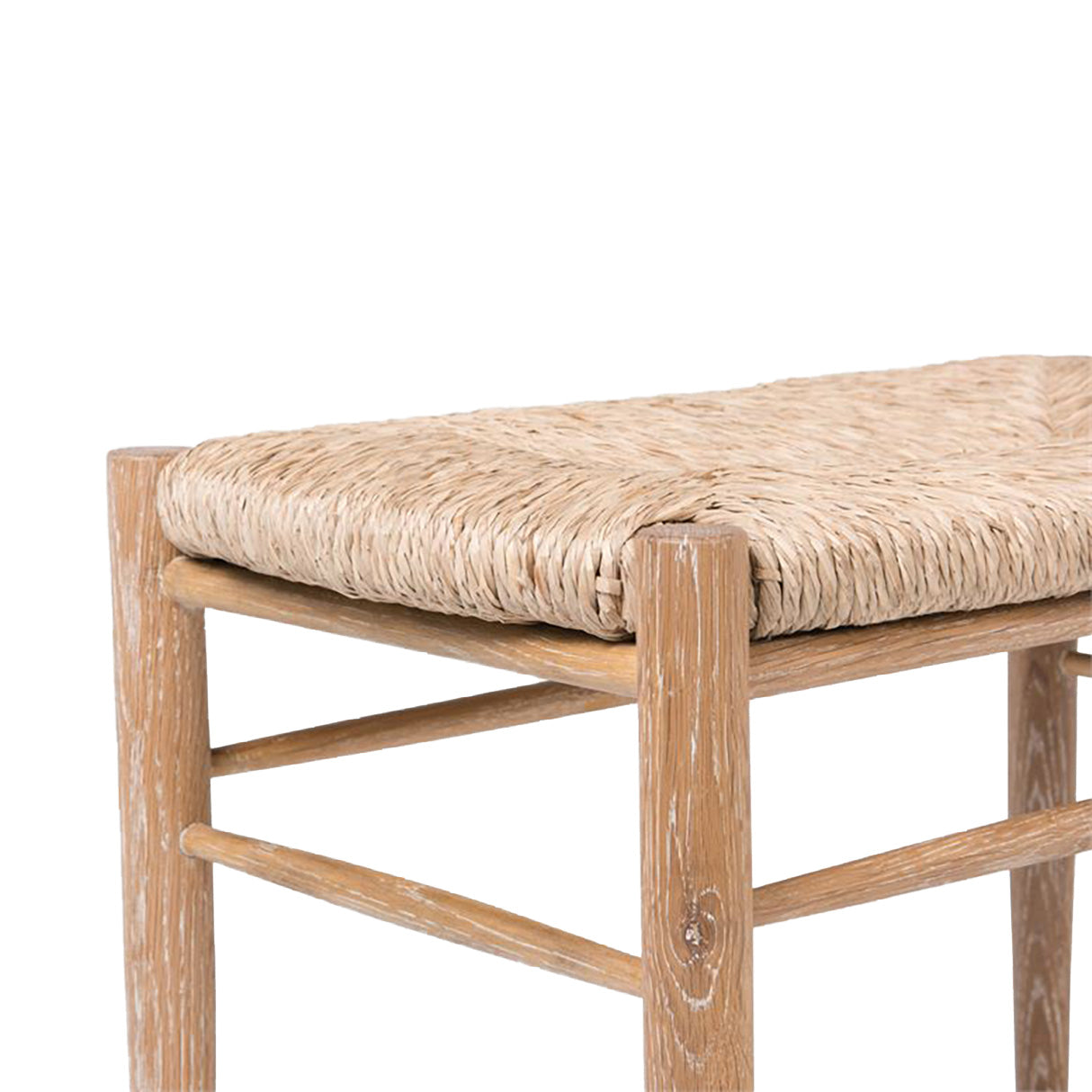 A Made Goods Colwyn Single Bench with a woven seat.