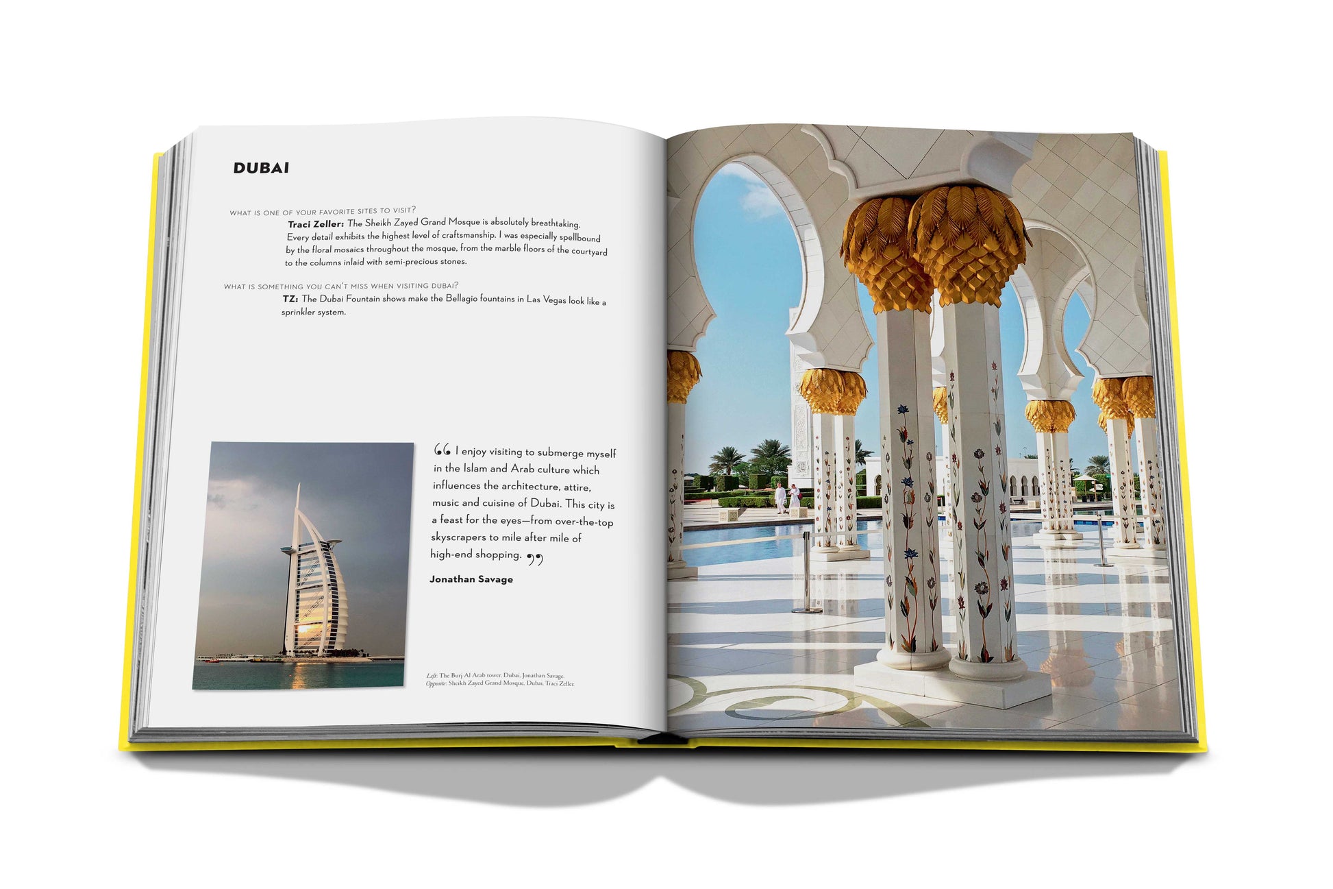 A Travel by Design book featuring a photograph of the Burj Khalifa by Assouline.
