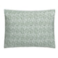 The Duma Diamond Bedding Collection in Grass by Matouk features a rectangular pillow with a green and white geometric pattern on soft Egyptian cotton percale.