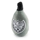 The Dog Perignonn Champagne Dog Toy Collection by Haute Diggity Dog features a plush, champagne-bottle shaped toy with a black top, white label, and built-in squeaker for playful pups.