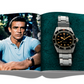 Open "Watches: A Guide by Hodinkee" featuring a man in a blue shirt on the left and a close-up of a silver wristwatch on the right—a captivating piece for vintage watch enthusiasts, elevating horological icons. Published by Assouline.