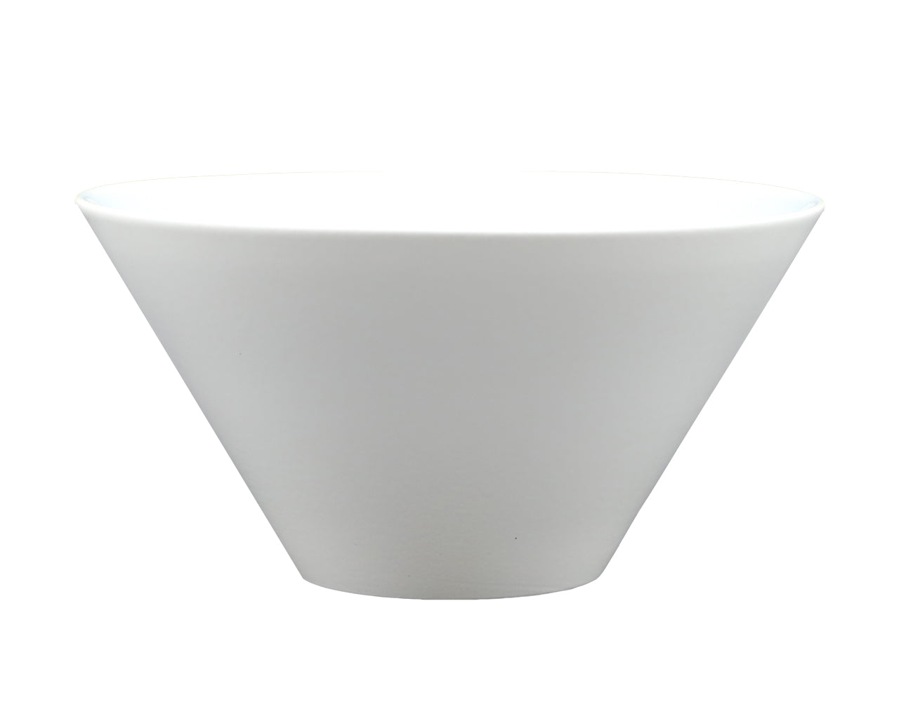 The Vuelta Ocean Blue Serving Bowl by Jars features contemporary lines and a conical shape with a wide opening and narrow base, shown against a white background.