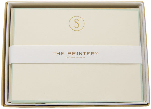 The Printery - Note Card Box Set, S-Initial Letter with Aqua Border by Printery.