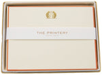 Monkey Card Set by Printery: ecru horizontal cards with terra cotta borders, gold double monkeys emblem at the top center, and Printery branding.