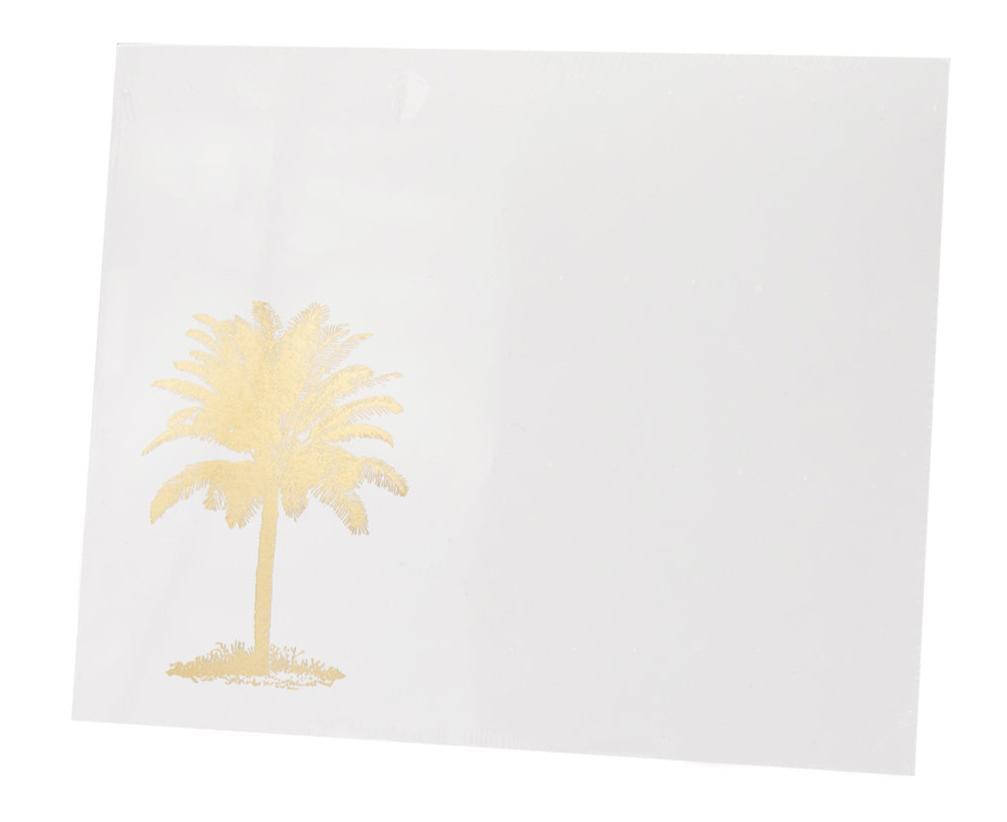 The Palm Tree Large Pad by Black Ink is a smooth white card with a simple gold palm tree illustration in the lower left corner.