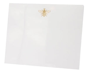 The Bumble Bee Large Notepad by Black Ink features a white square design with a small gold bee and crown at the top center, offering the elegance of a luxe notepad.