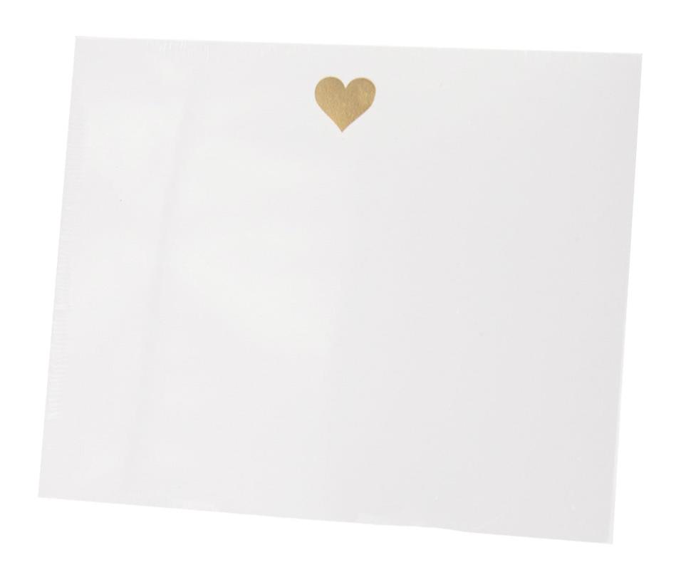 The Black Ink Heart Large Notepad has a white rectangular design made from smooth cardstock, with a small gold heart printed near the top center.
