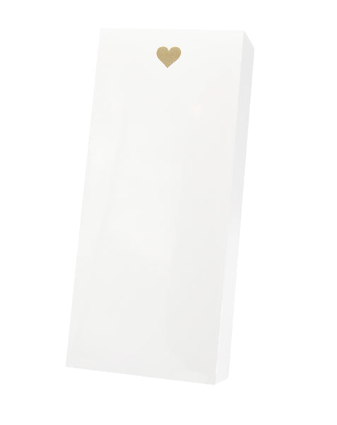 A white box with a Black Ink Heart Skinny Notepad, Gold Foil on it, perfect for storing notepads.
