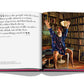 An open book displaying a photograph of an elderly man, arms raised in jubilation, seated amid a vast collection of books, with an inspiring quote on the left page about Assouline Ibiza Bohemia.