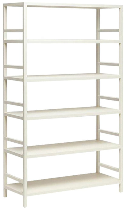An elegant white Jake Bookcase, Standard with four spacious shelves for storage. (Made Goods)