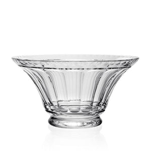 The William Yeoward Crystal Juliet Centerpiece Bowl, 11”, features clear fluted glass and a wide, flared shape on a small circular base—perfect for displaying festive decor against a white background.