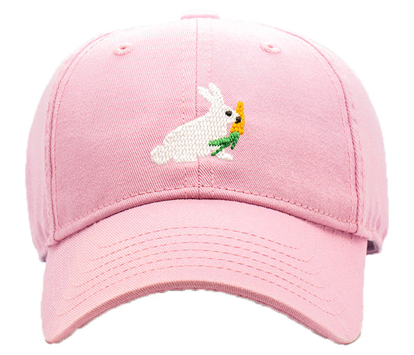 A Harding Lane Kids' Bunny Carrot Hat in pink made from cotton fabric.