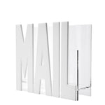 The Tara Wilson Designs Acrylic Mail Holder features clear acrylic with bold white "MAIL" lettering on the front, adding a stylish and organized touch to your desk or workspace.