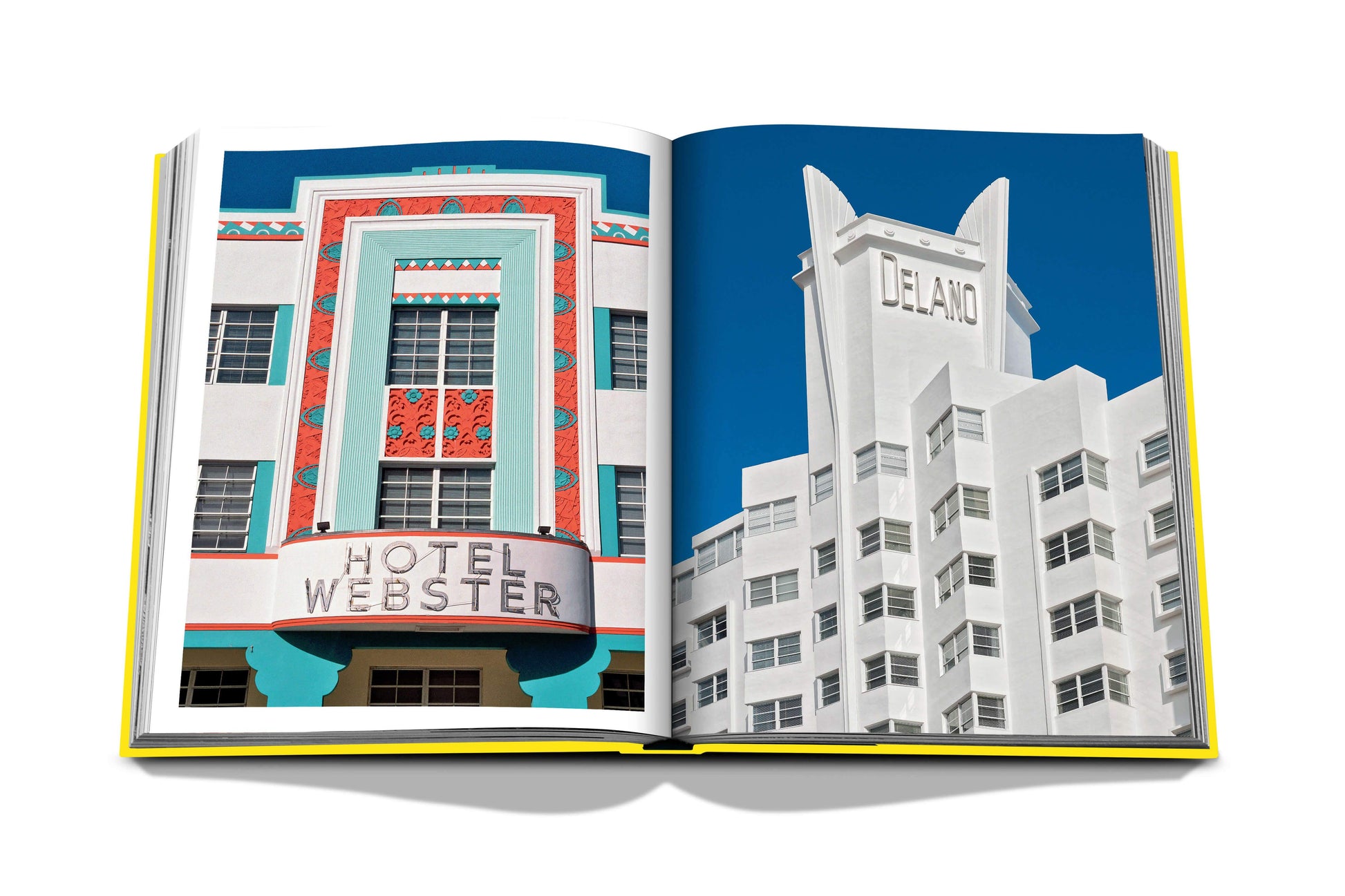 A Miami Beach book with an image of a hotel, portraying the Miami life by Assouline.