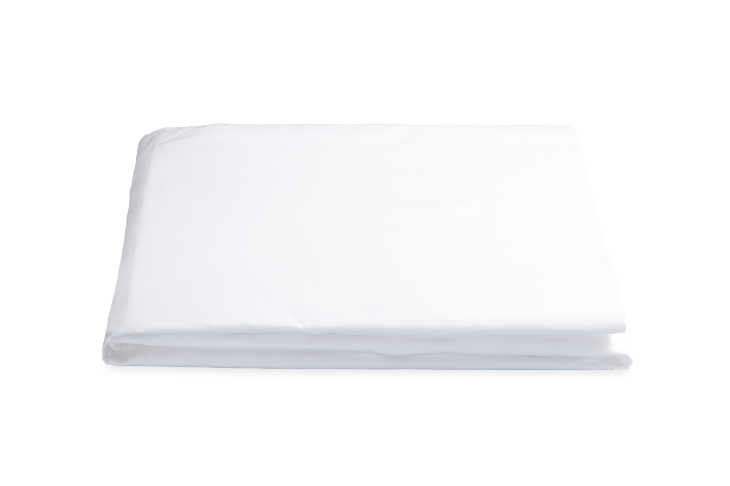 A neatly folded Matouk Milano Bedding Collection White sheet on a plain background.