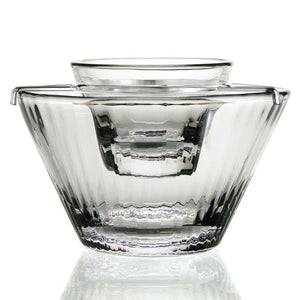 The William Yeoward Crystal Natalia Seafood and Caviar Server features clear glass with wide, flared shape and horizontal ridges—perfect for serving caviar or seafood in style.