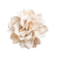 The Kim Seybert Dahlia Ivory Napkin Ring features cream and beige marbled acrylic petals in a ruffled floral design, viewed from above against a white background.
