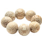 The Deborah Rhodes Cocoa Wood Bracelet Napkin Ring Set features eight round, light brown wood beads with dark speckled patterns—an elegant and unique addition to any stylish place setting.