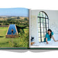 An open book with a woman standing in front of a pool at a beach resort, featuring the Punta Del Este by Assouline.
