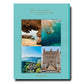 Collage of four images on teal background, including a beach cave by the Red Sea: The Saudi Coast, a person snorkeling, a flower field, and an ornate stone archway, with an inspirational quote about transformation by Assouline.