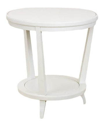 A Hickory Chair Rye Round Side Table in White.