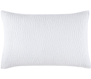 The Stitched White Sham by John Robshaw features a rectangular, textured cotton voile surface with quilted detail and neat edges, inspired by hand-stitched coverlets.