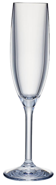 A sleek Bold Acrylic Champagne Flute showcasing a clear wine glass on a white background, providing a modern entertaining experience.