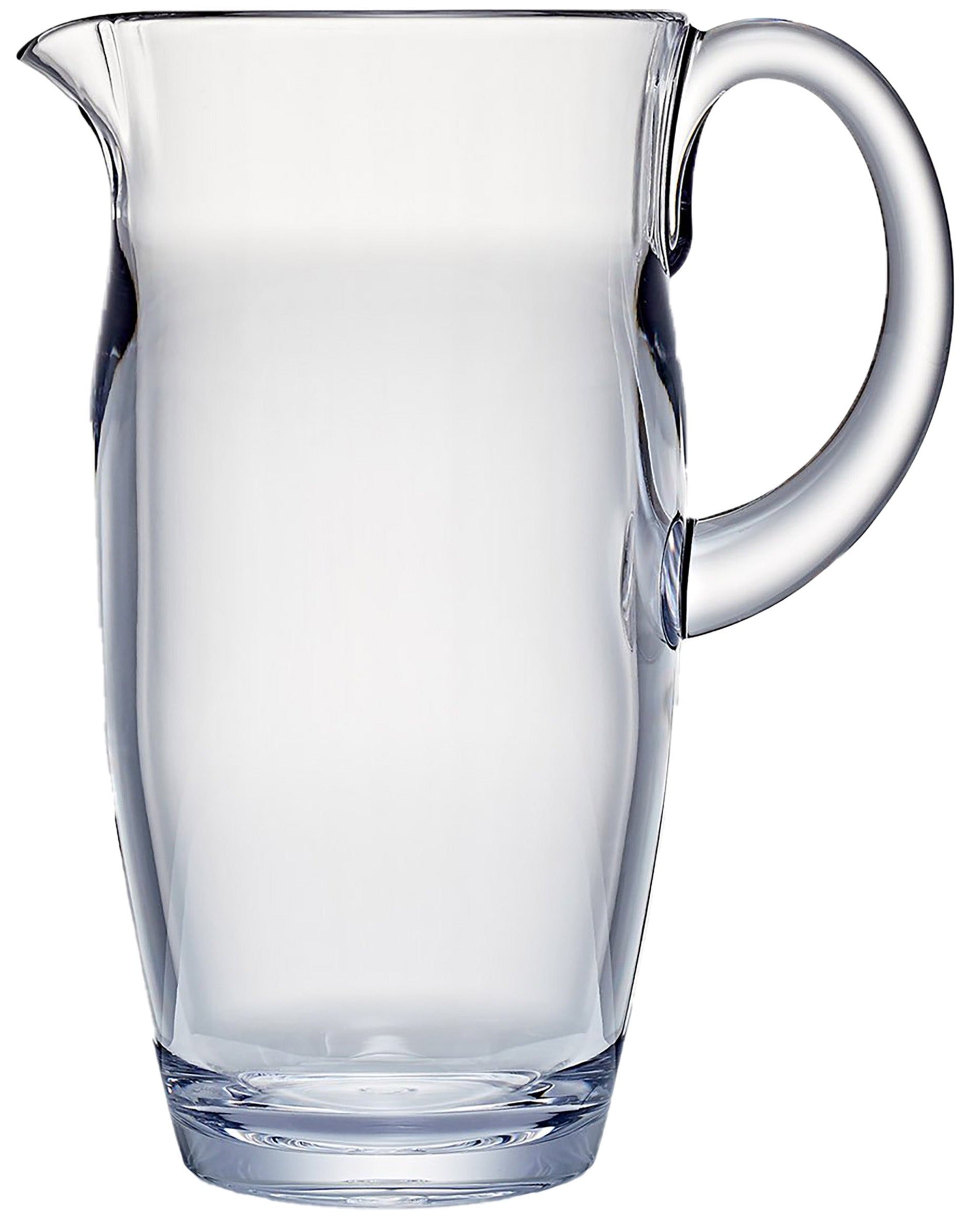 The Bold Paradise Acrylic Pitcher features a handle and wide spout, making it perfect for serving drinks. Dishwasher safe for easy cleaning, it’s shown empty against a white background.