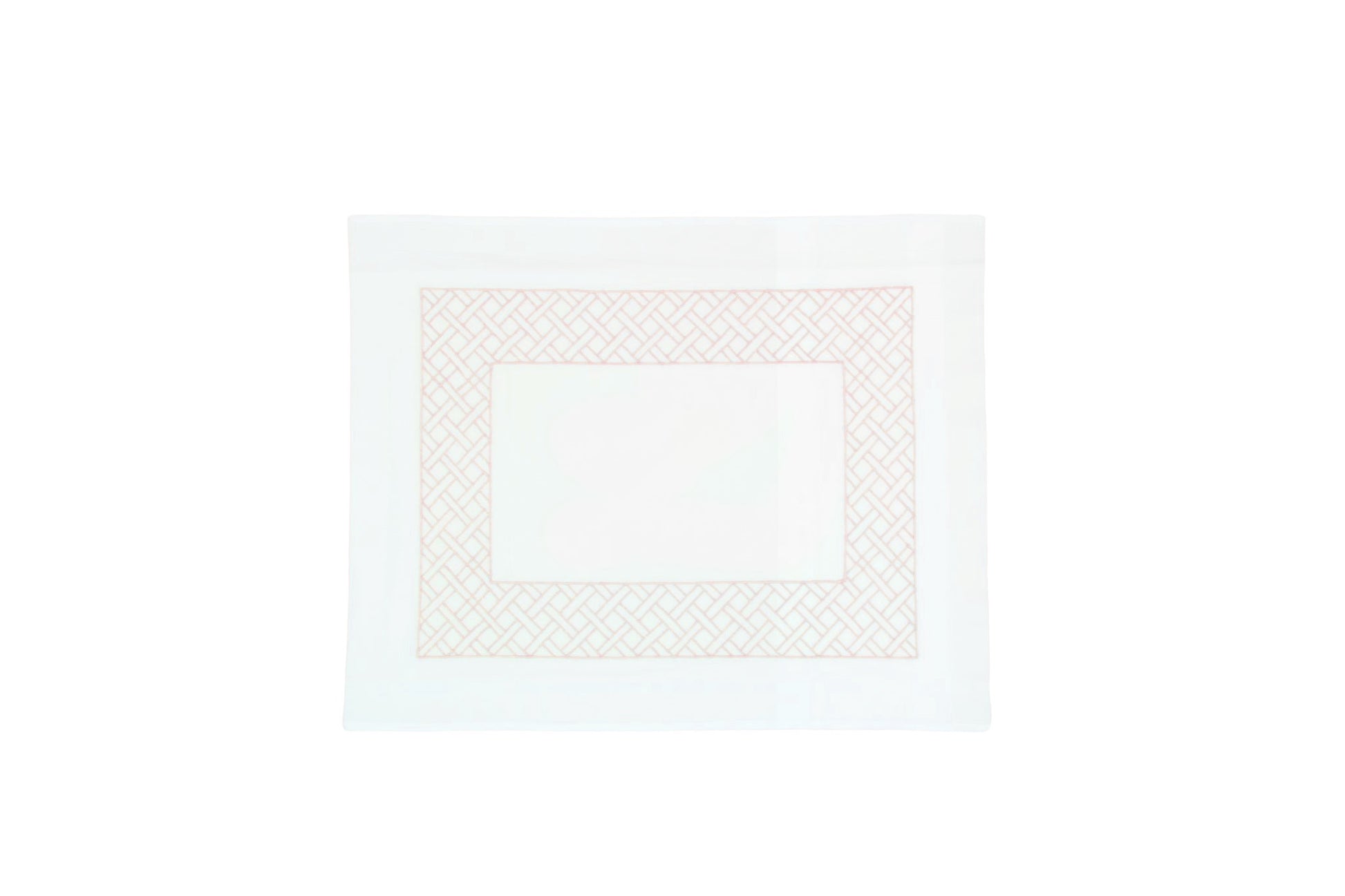 The HIVE Exclusive Rovella Bedding Collection in Salmon by Matouk is crafted from Egyptian cotton percale and features a subtle geometric border pattern. OEKO-TEX® certified for extra peace of mind.