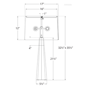 A drawing of a Visual Comfort Olsen Table Lamp, Crystal and Polished Nickel with polished nickel accents.