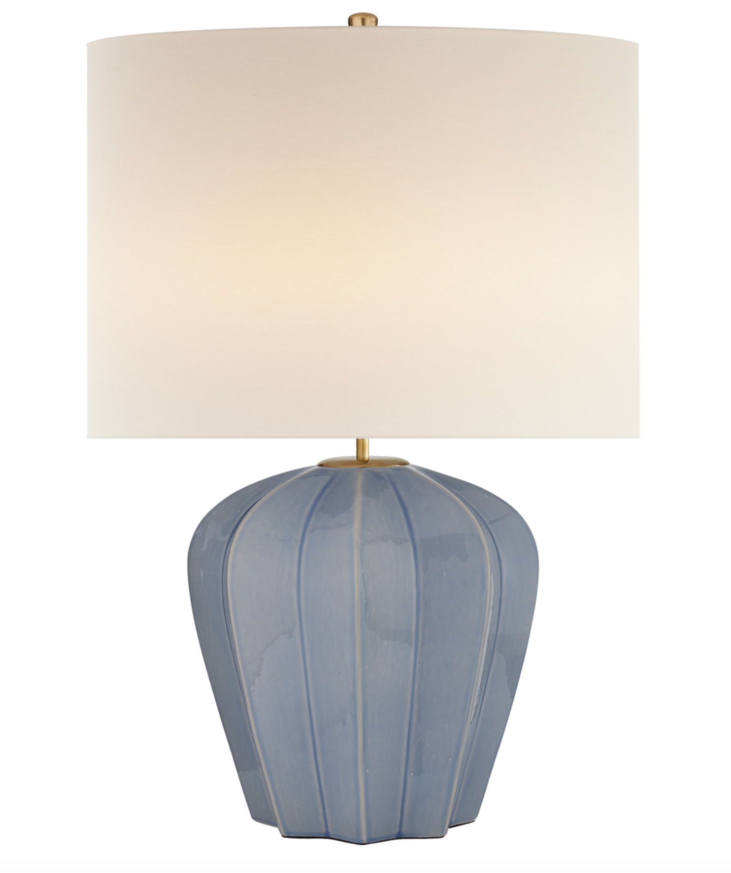 A Visual Comfort Pierrepont Table Lamp with a white shade, featuring overall dimensions.
