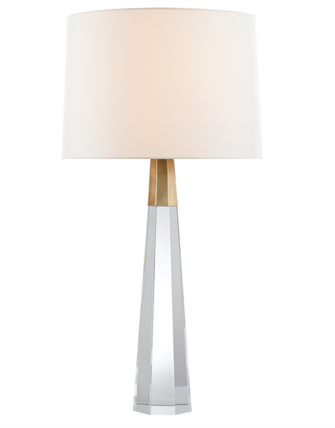 Olsen Table Lamp, Crystal and Antique Brass