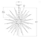Technical drawing of a Quincy Medium Sputnik Chandelier by Visual Comfort with dimensions, featuring numerous rods protruding from a central sphere and a chain for hanging.