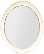 The Carvers' Guild Regency Oval Mirror in white with gold features a scooped panel and elegant edging, shown against a white background.