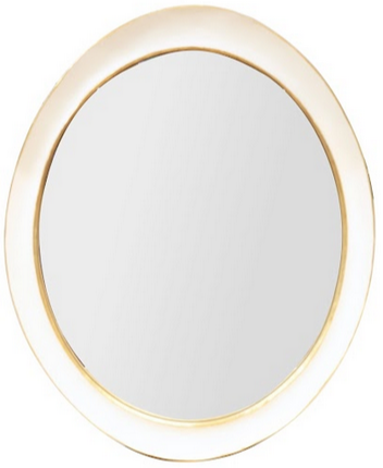 The Carvers' Guild Regency Oval Mirror in white with gold features a scooped panel and elegant edging, shown against a white background.