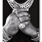 A black and white image of hands adorned with luxury diamond-studded rings and bracelets, their fingers intertwined against a backdrop hinting at the craftsmanship of prestigious jewelry houses. A partially visible necklace adds to the allure, showcasing the timeless beauty of Diamonds: Diamond Stories by Assouline.