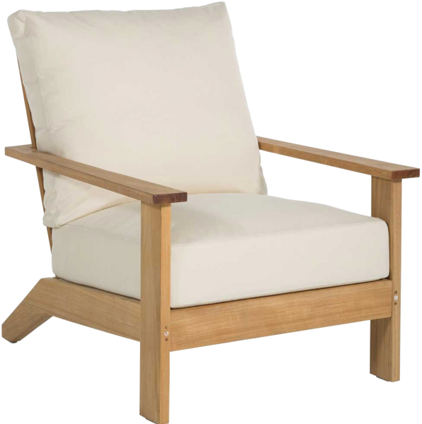 Ashland Teak Lounge Chair, Natural White Cushion