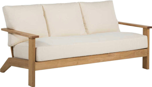Ashland Teak Sofa, Natural White Bench Cushion