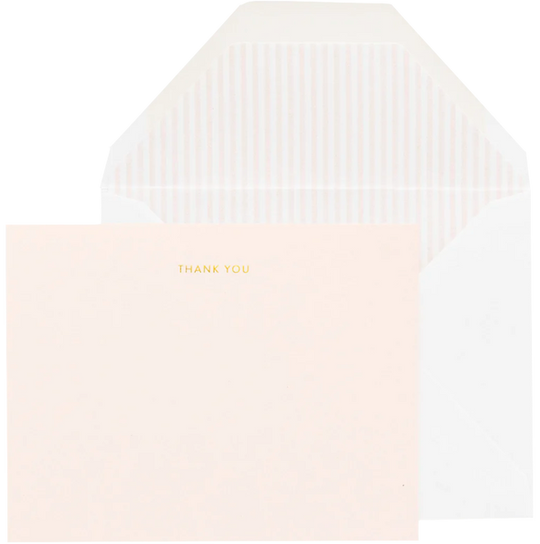 Sugar Paper - Boxed Set, Pale Pink Thank You letterpress printed card with envelope.