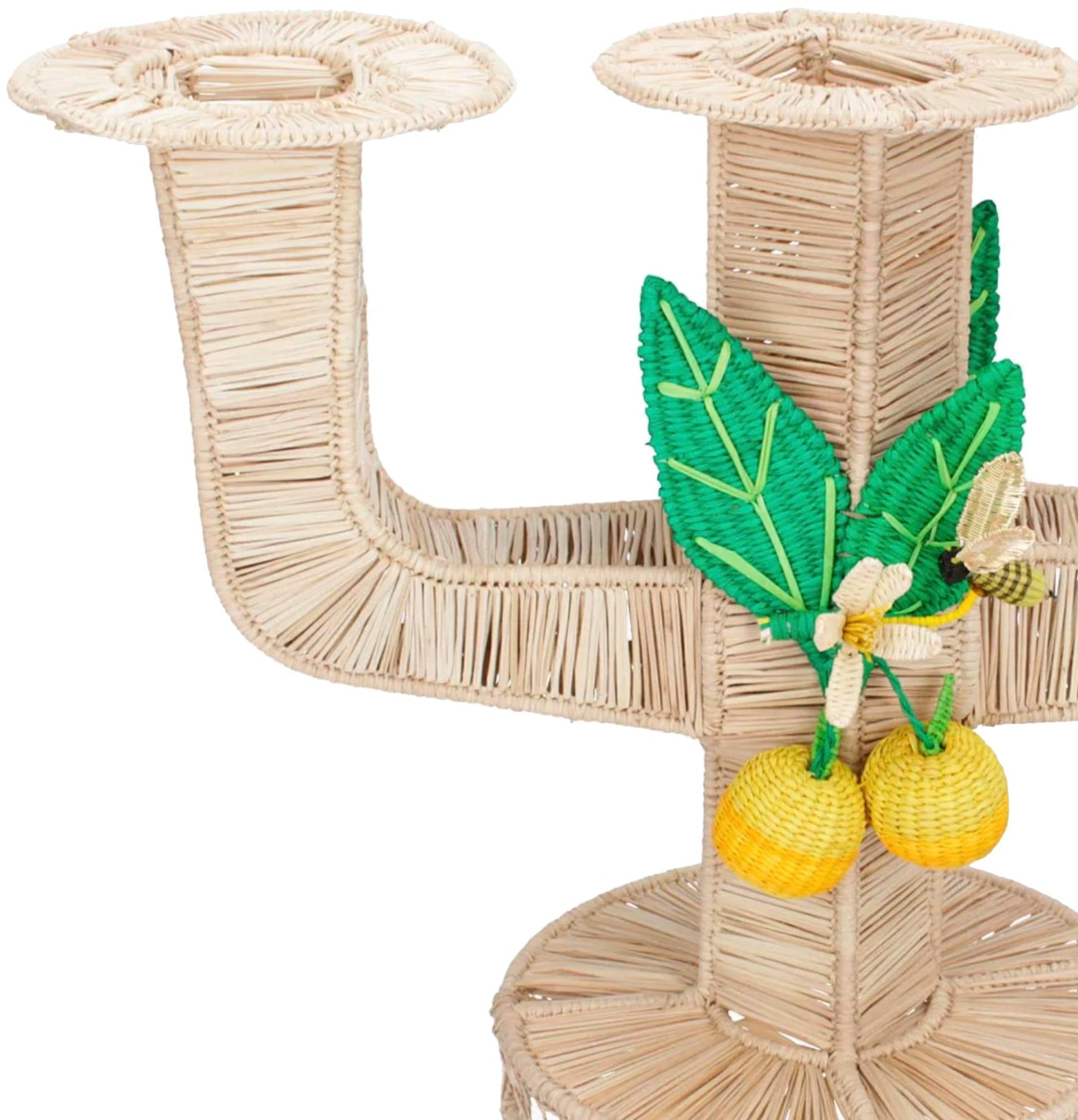 Bee On An Orange Candle Holder Raffia - Thumbnail 3