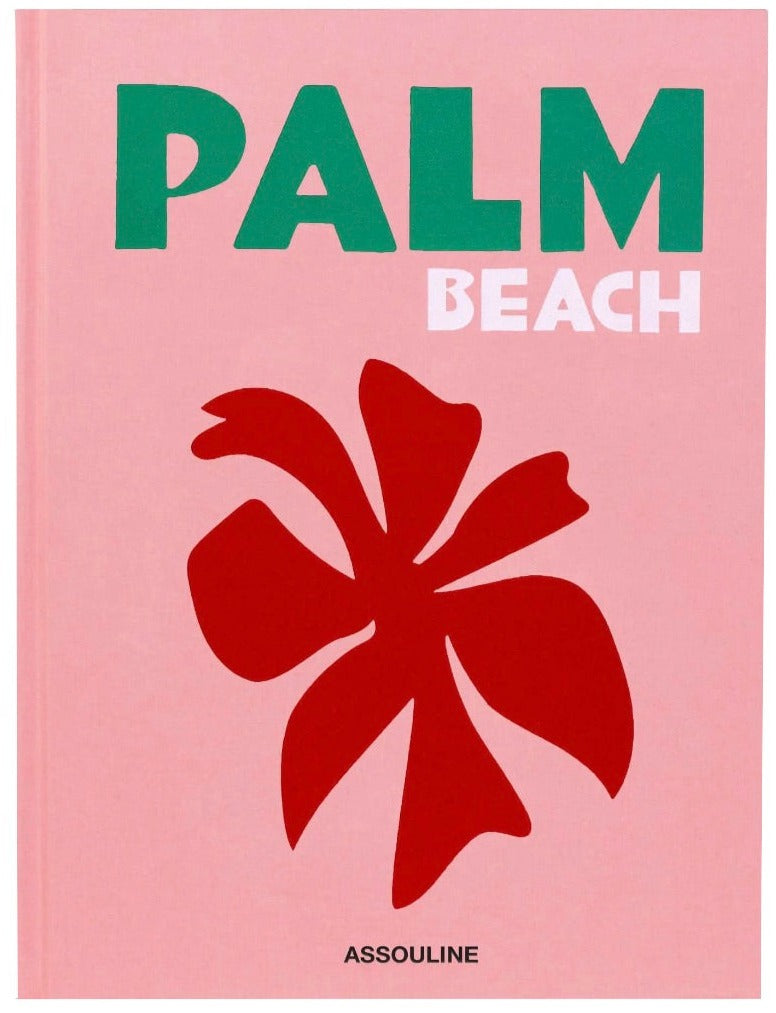 A pink book with the words "Palm Beach" on it, representing an exclusive resort from Assouline.