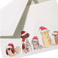 The Crane Santa Dogs Card Set features five cheerful pups in red hats on a holiday note card, partially pulled from a white envelope—perfect for festive greetings.
