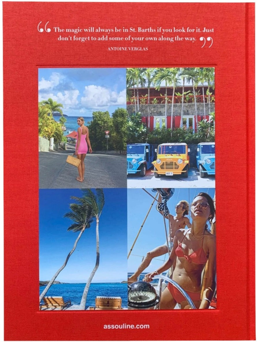 A luxurious St. Barths Freedom book featuring a woman on a beach in St. Barths by Assouline.