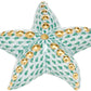 The Herend Puffy Starfish is a porcelain figurine with a green scale pattern and gold accents, inspired by hand-painted designs and displayed against a white background.