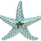 The Herend Miniature Starfish is a hand-painted porcelain figurine featuring green scale-like patterns and a gold accent at its center.