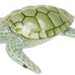 The Herend Loggerhead Turtle is a porcelain figurine with a green patterned shell and gold accents on its limbs, mouth, and shell outline, showcasing exquisite hand-painted designs inspired by classic Herend craftsmanship.