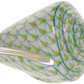 The Herend Cone Shell is a porcelain seashell figurine with hand-painted green and blue fish scale patterns and a gold-tipped end, inspired by classic Herend porcelain, shown on a white background.
