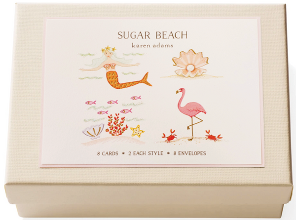 karen adams note card box, sugar beach