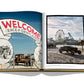 Open book featuring "The Race of Gentlemen" event titled "Race of Gentlemen" with illustrations and a photograph of American hot rod culture on a beachside race track by Assouline.